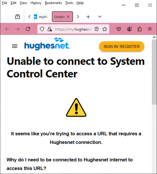 Solved: Unable To Connect To System Control Center - Hughesnet ...